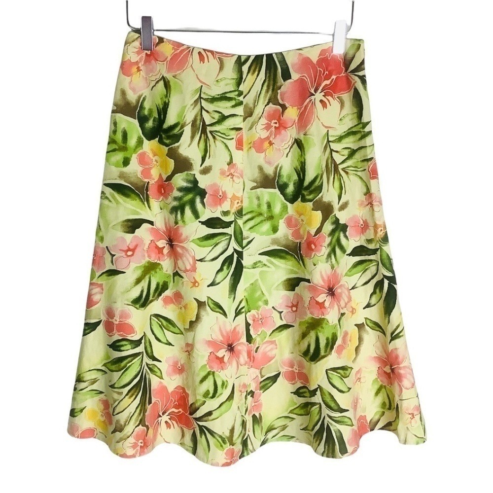 Peck & Peck Linen Silk Floral Skirt Size 6‎ Resortwear Vacation